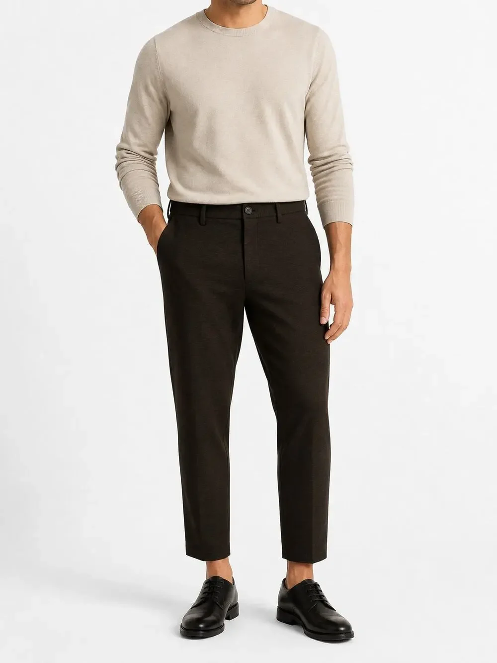 Theory Men's Zaine Essential Ponte 2 Slim Pants Brown Size 30 Cropped Business